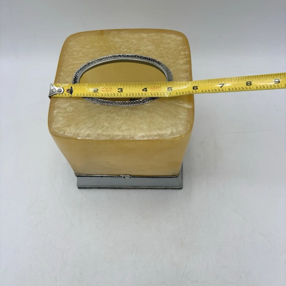 Wamsutta Palace Pearl Tissue Box Cover Faux Alabaster Yellow Bathroom Decor